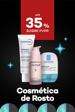 Cosm&eacute;tica Rosto com destaque promocional de at&eacute; 35% sobre pre&ccedil;o de Venda ao P&uacute;blico Recomendado